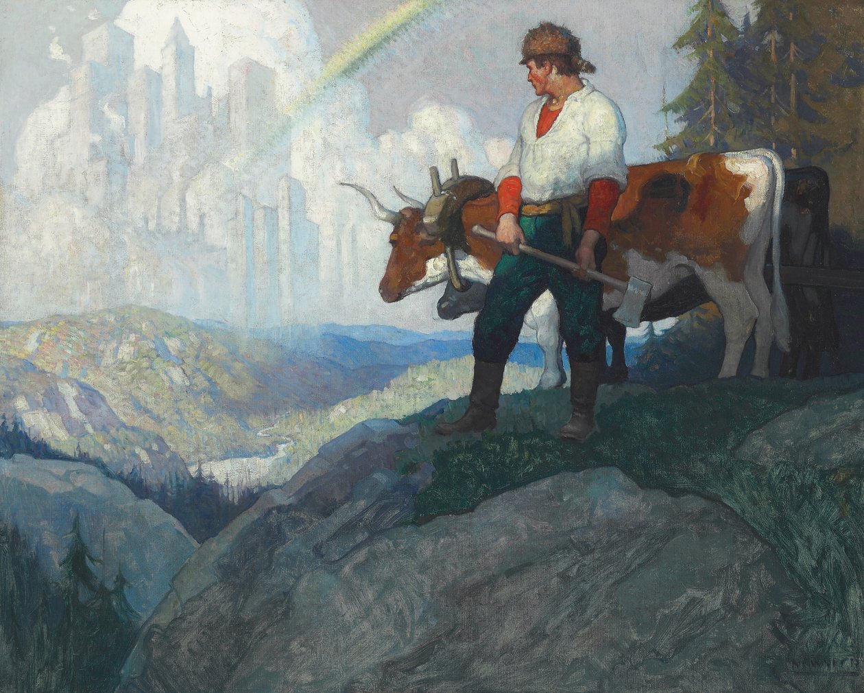 The Pioneer and the Vision, ca. 1918 (olje på lerret) av Newell Convers Wyeth