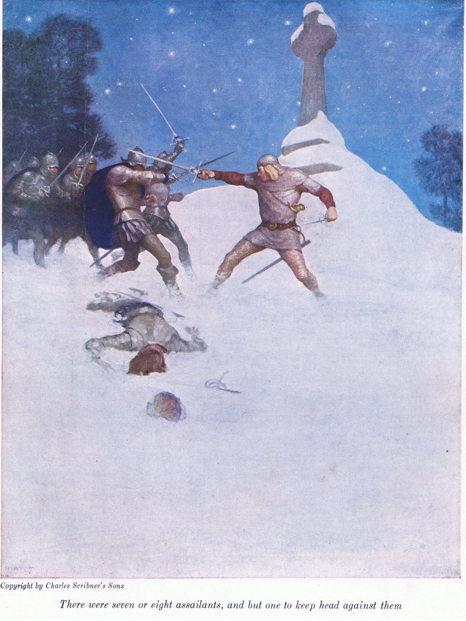 Det var syv eller åtte overfallsmenn, og bare én til å holde hodet mot dem, 1916 av Newell Convers Wyeth