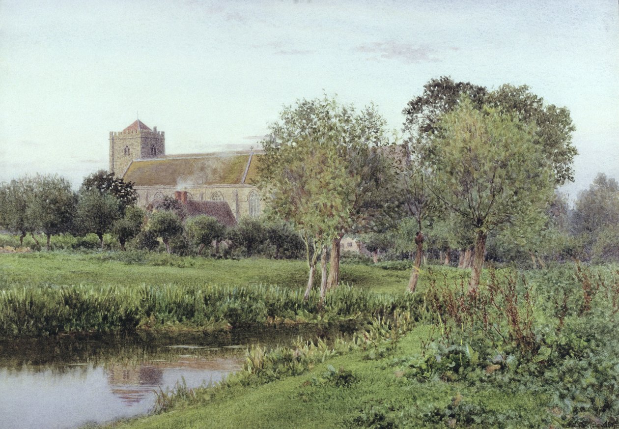 Dorchester Abbey, nær Wallingford, høstkveld av Newton Bennett