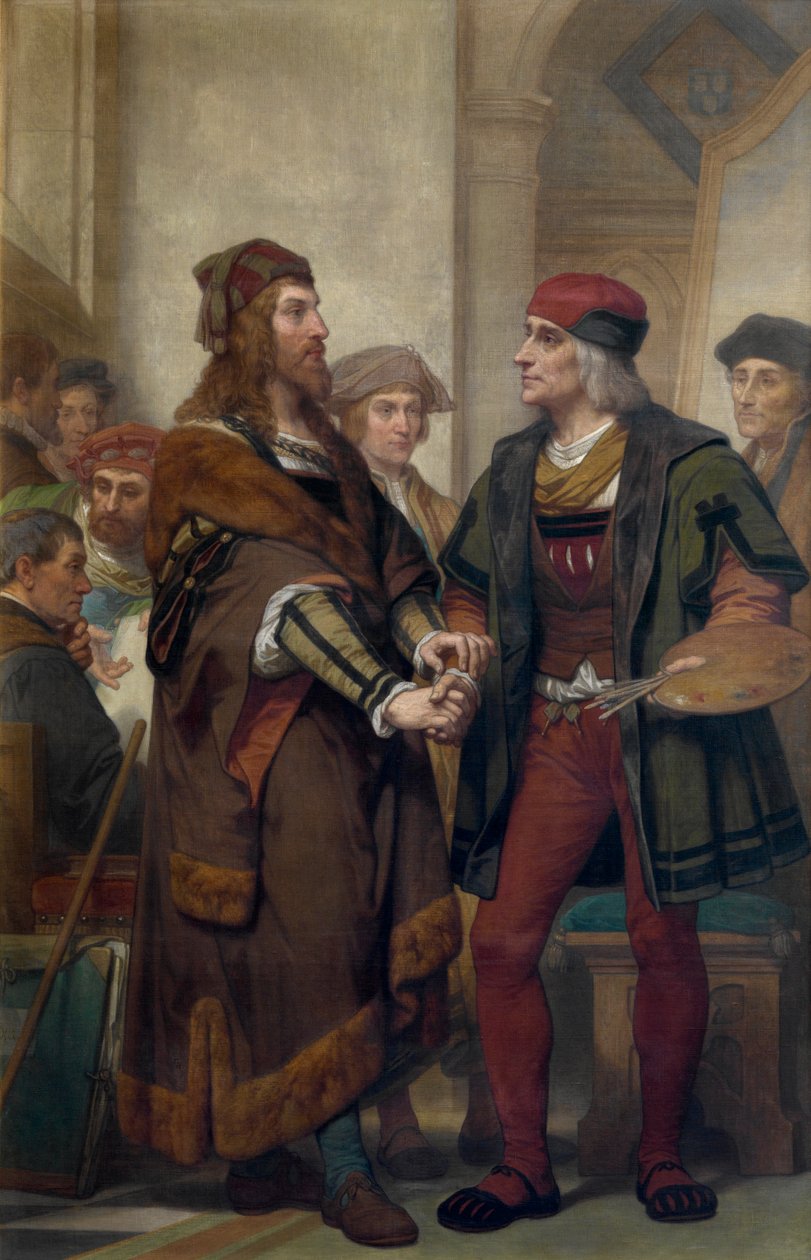 Albrecht Dürer besøker Quinten Massijs (olje på lerret) av Nicaise de Keyser