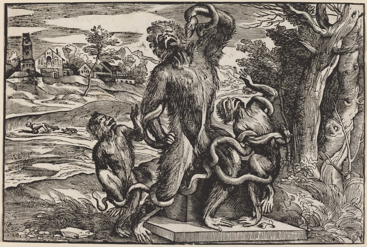 Karikatur av Laocoon-gruppen av Niccolò Boldrini after Titian