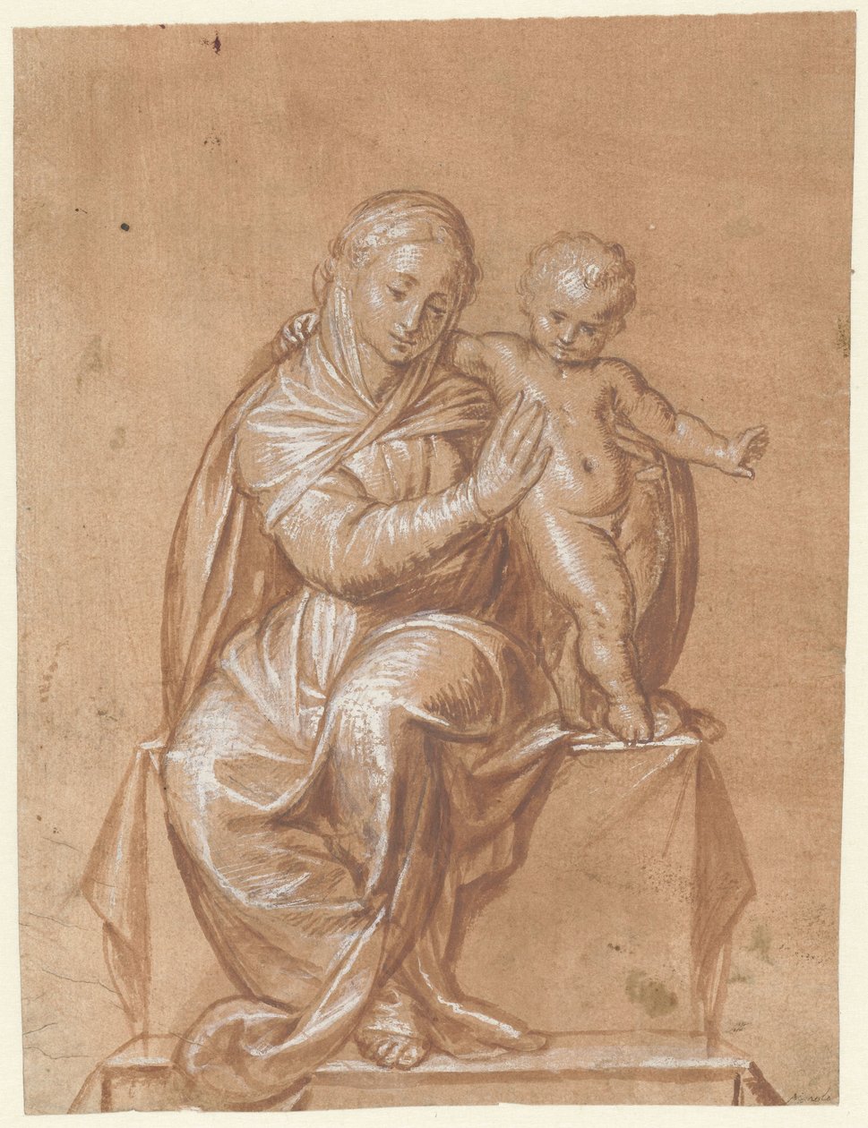 Sittende Madonna med barn av Niccolò Giolfino (I)