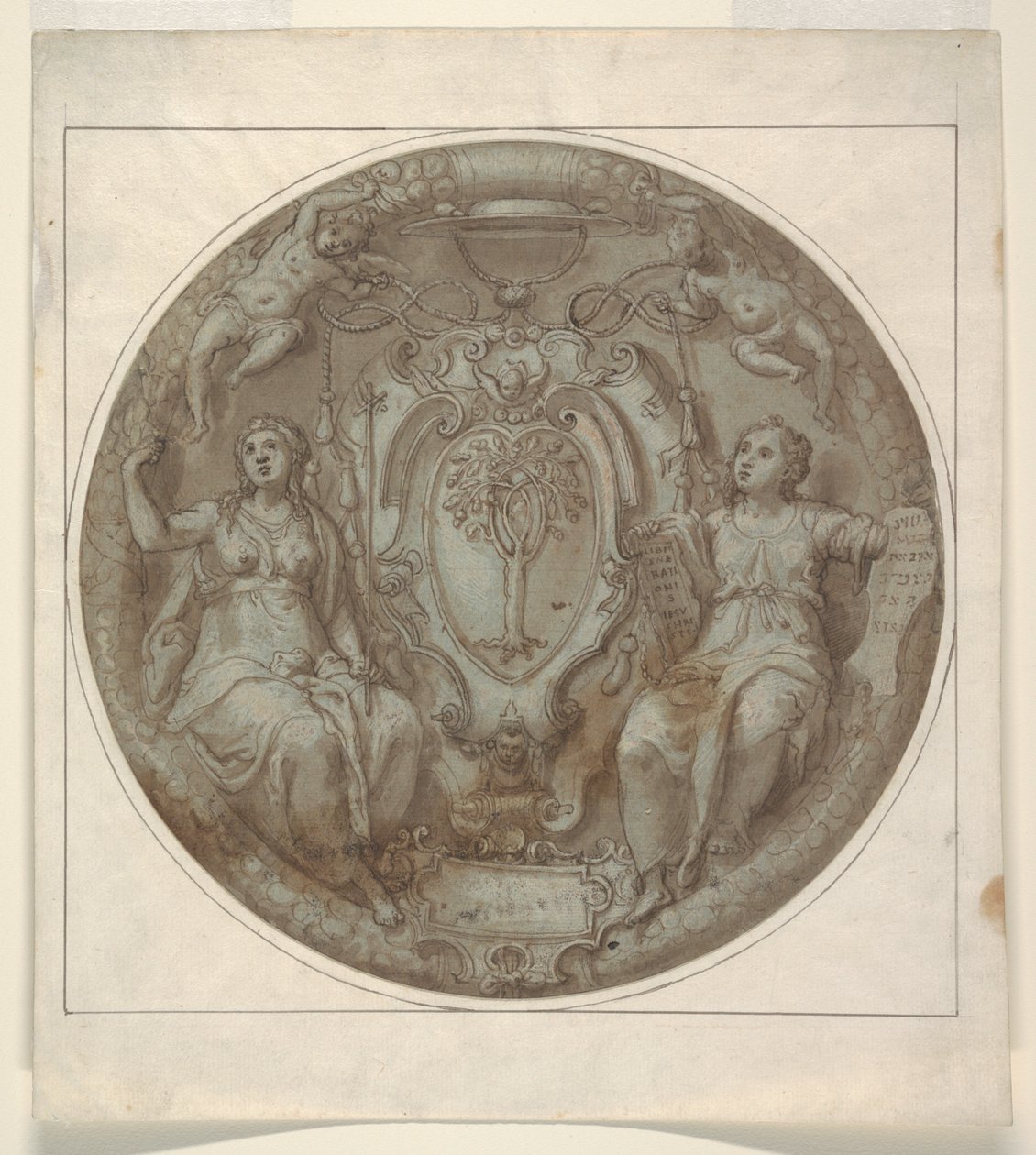 Design for en Tondo med armene til kardinal Giulio della Rovere av Niccolò Martinelli, called il Trometta