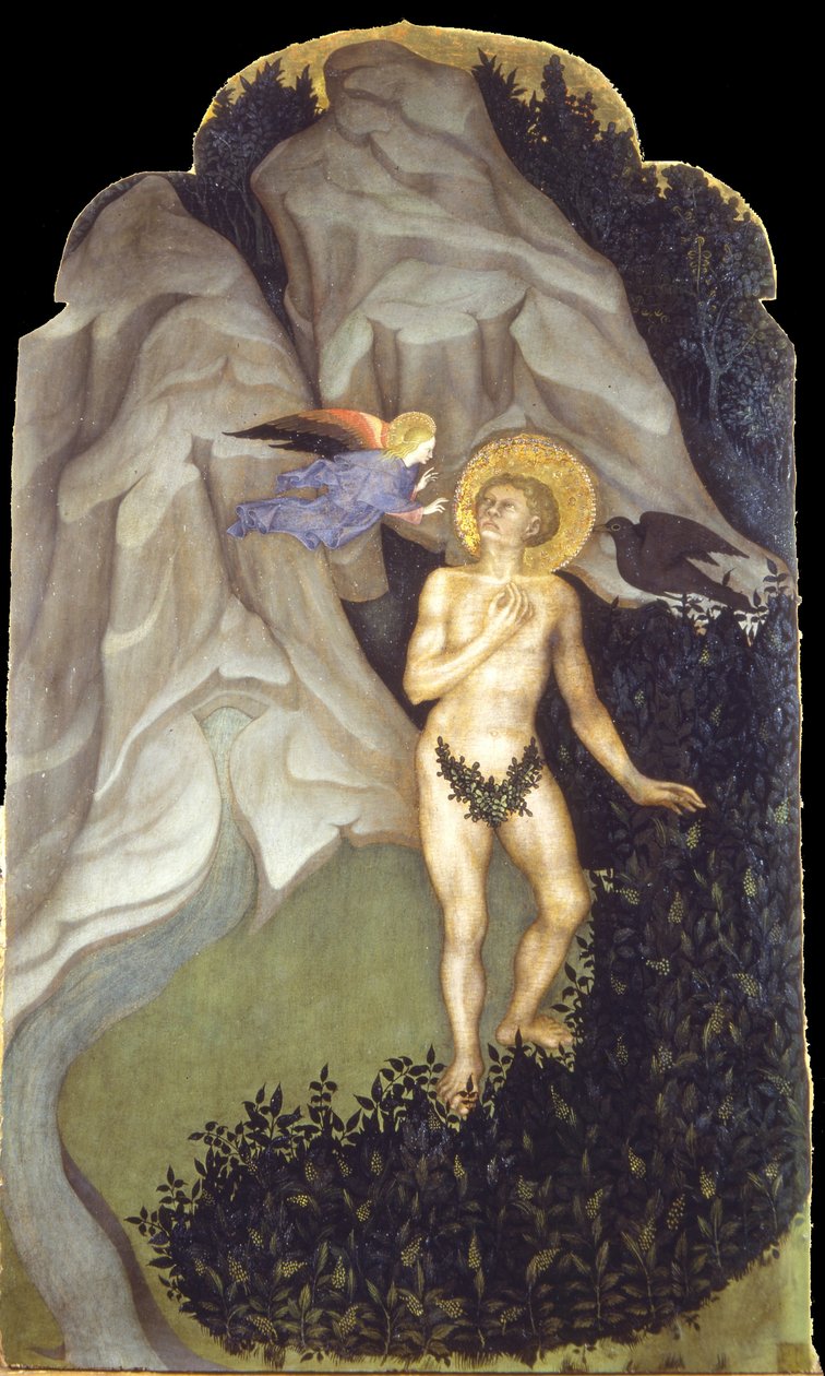 Saint Benedict fristet i villmarken av Niccolò di Pietro