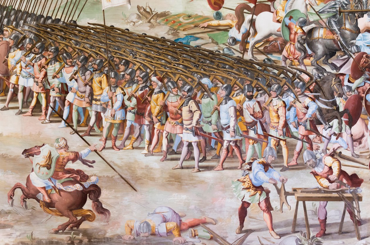 Detalj av freskomaleri i Hall of Battles i slaget ved La Higueruela i 1431 av Niccolo Granello
