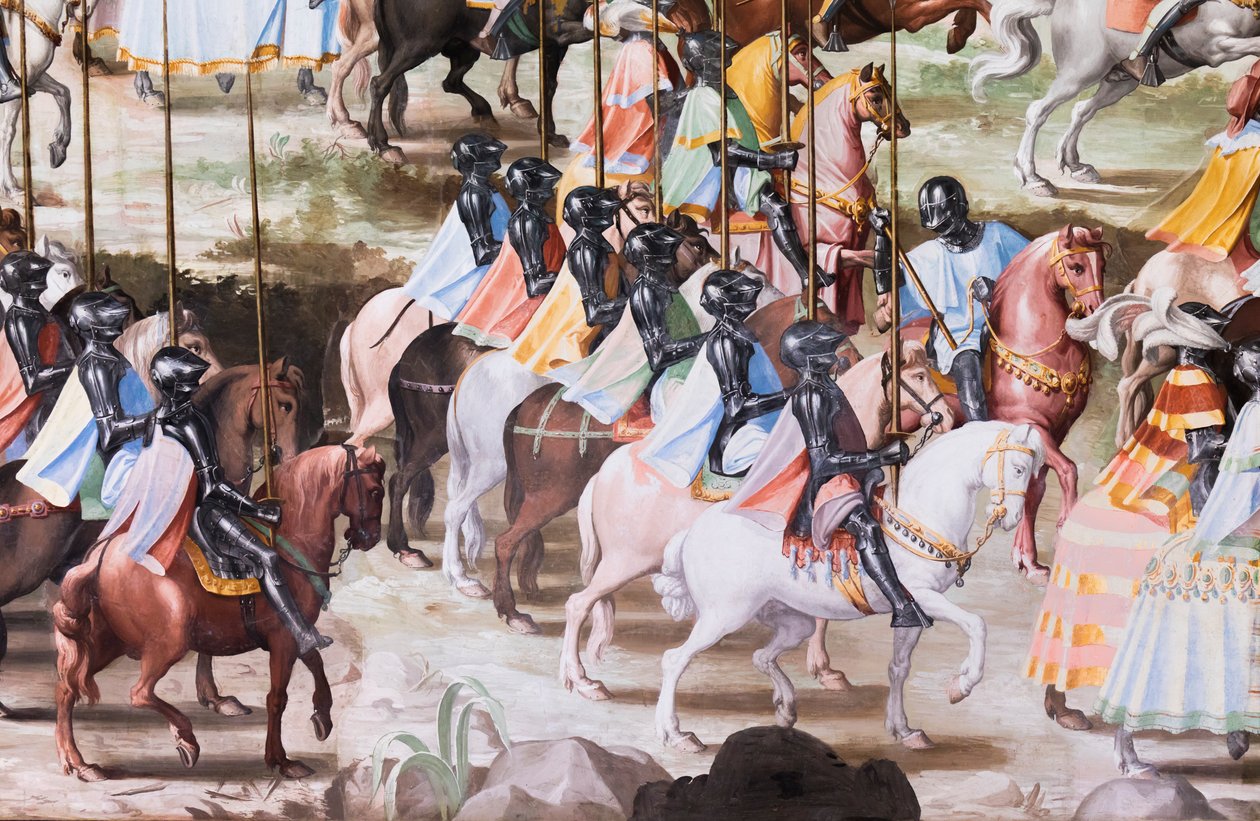Detalj av freskomaleri i Hall of Battles i slaget ved La Higueruela i 1431 av Niccolo Granello