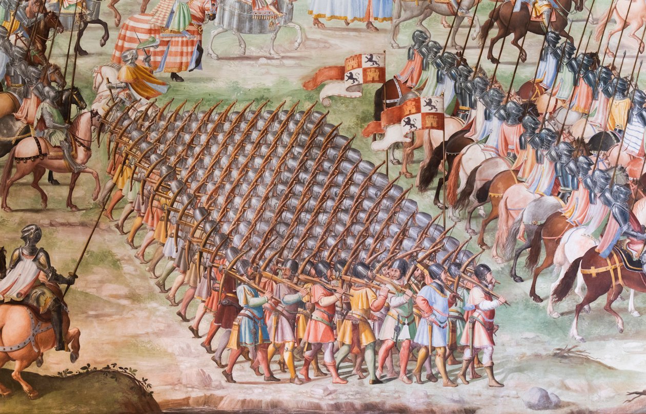 Detalj av freskomaleri i Hall of Battles i slaget ved La Higueruela i 1431 av Niccolo Granello