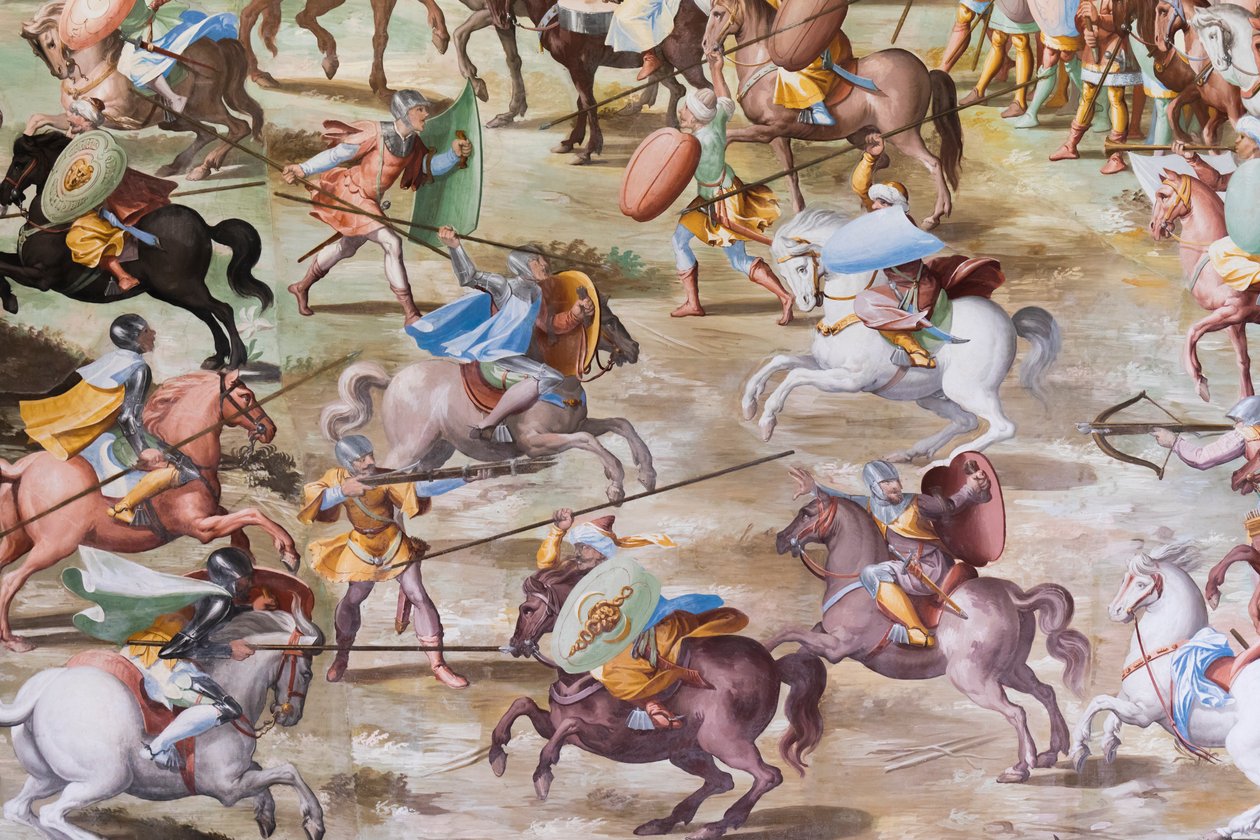 Detalj av freskomaleri i Hall of Battles i slaget ved La Higueruela i 1431 av Niccolo Granello