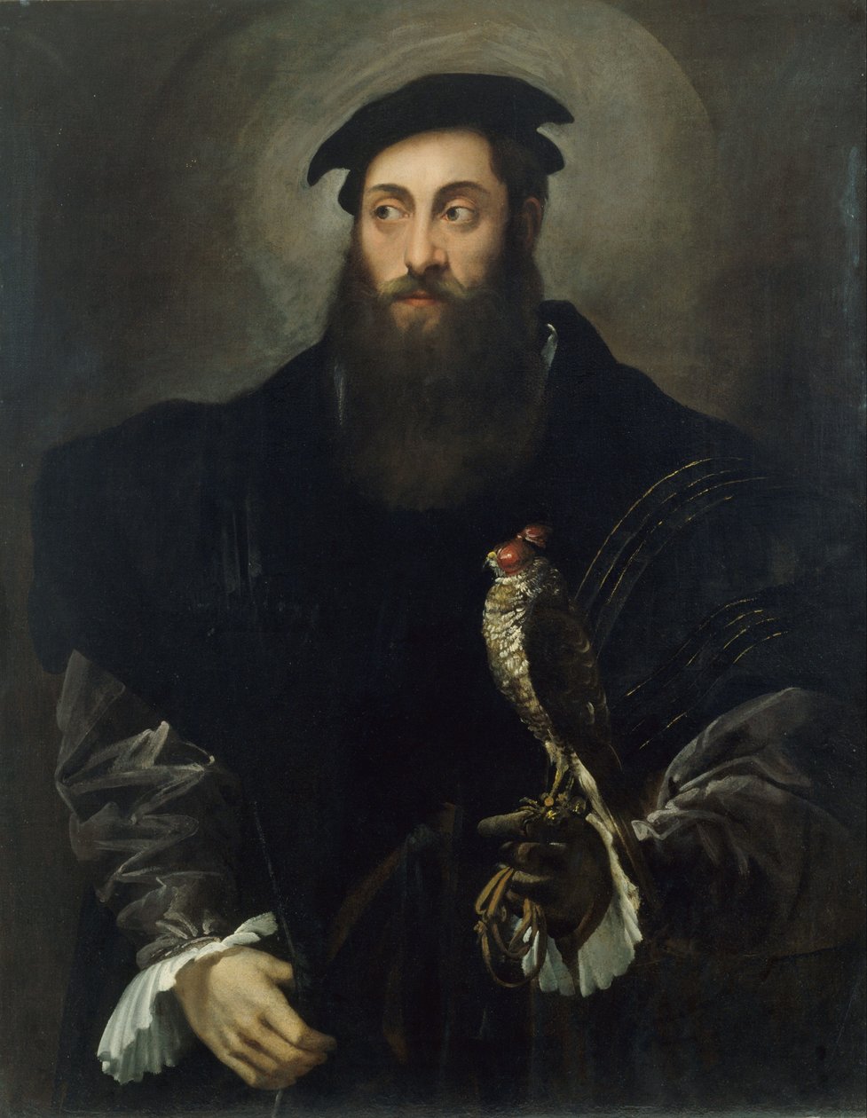 Portrett av en herre med en falk av Niccolo dellAbbate