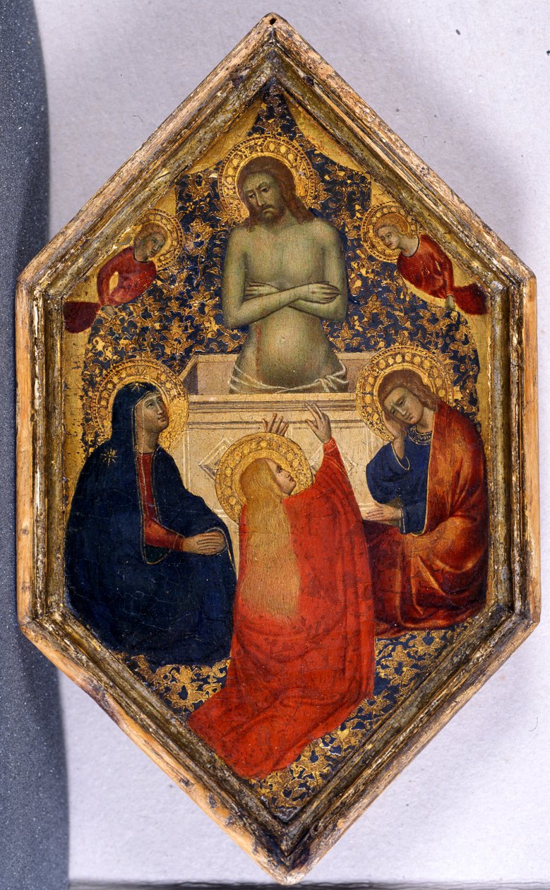 Kristus som sorgens mann med Maria, Johannes og Maria Magdalena (tempera på tre) av Niccolò Pietro di Gerini