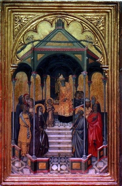 Presentasjonen av jomfruen ved tempelet (tempera på panel) av Niccolo Bonaccorsi