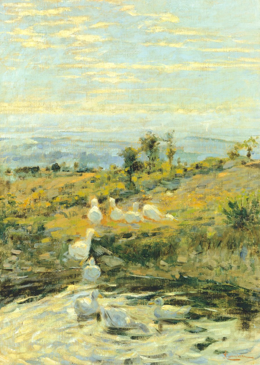 Ender om morgenen, ca 1892, av Niccolo Cannicci (1846-1906). Olje på lerret, 57,5x40,5 cm. av Niccolo Cannicci