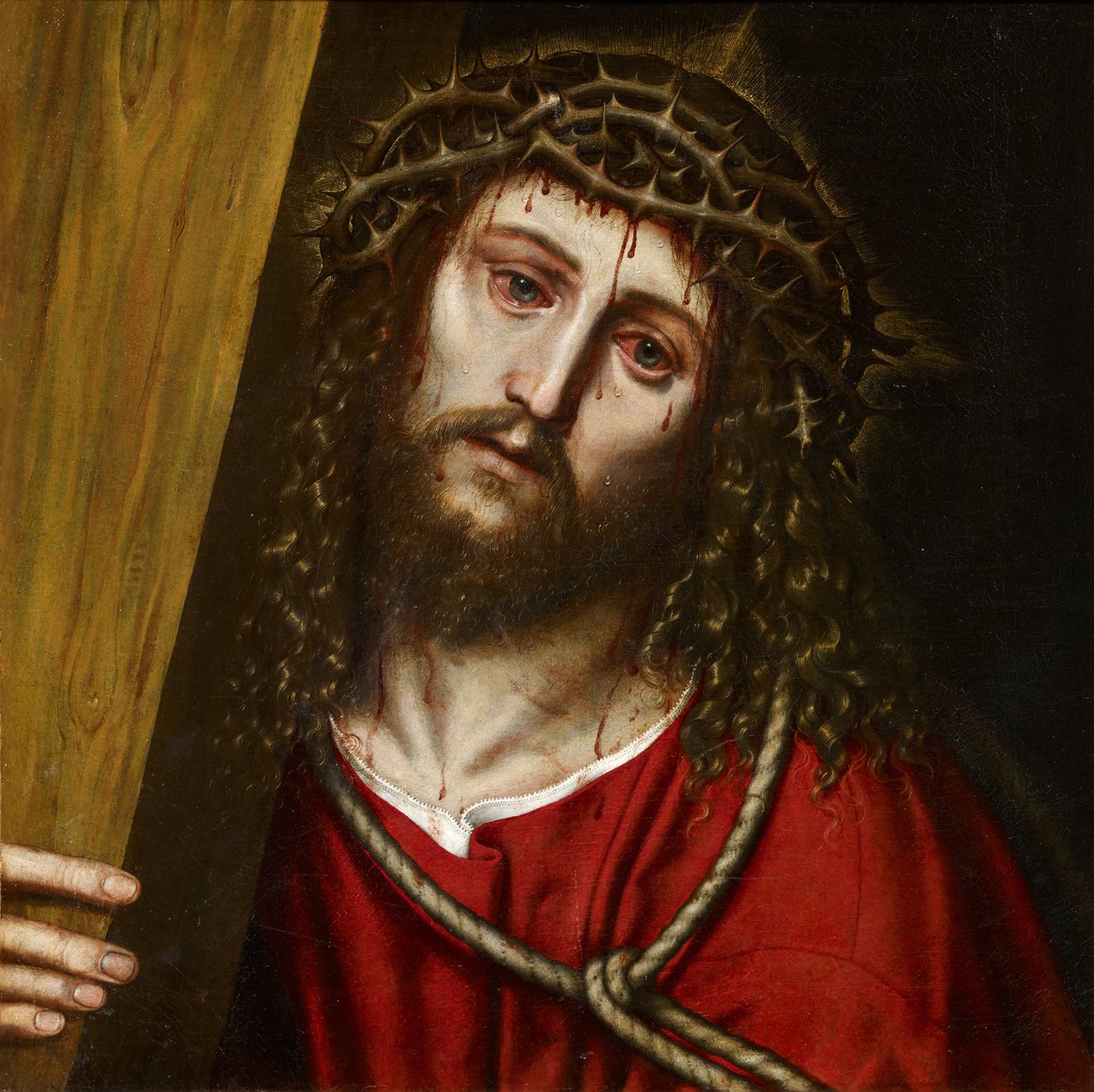 Christ Carrying the Cross - Frangipane, Niccolo (aktiv 1563-1597) - 1574 - Olje på lerret - 40,5x40,5 - Museo Carmen Thyssen, Malaga av Niccolo Frangipane