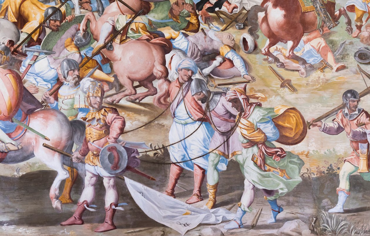 Detalj av freskomaleri i Hall of Battles i slaget ved La Higueruela i 1431 av Niccolo Granello