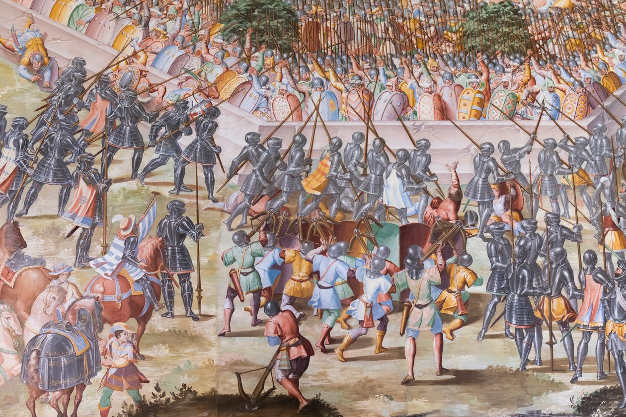 Detalj av freskomaleri i Hall of Battles i slaget ved La Higueruela i 1431 av Niccolo Granello