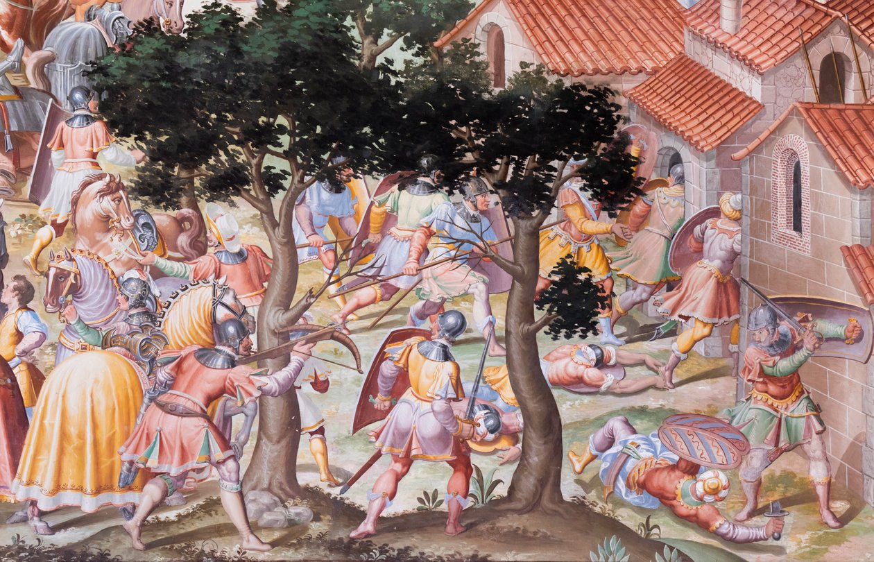 Detalj av freskomaleri i Hall of Battles i slaget ved La Higueruela i 1431 av Niccolo Granello