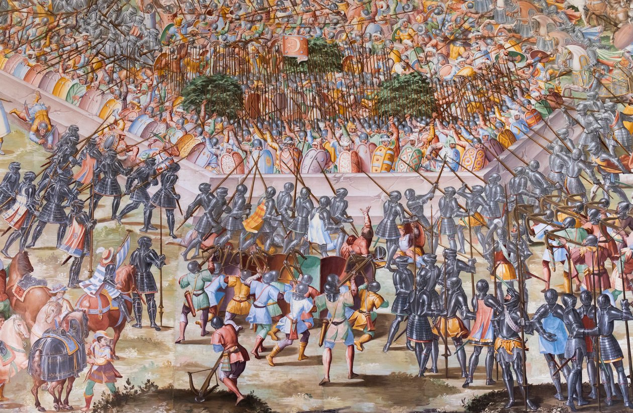 Detalj av freskomaleri i Hall of Battles i slaget ved La Higueruela i 1431 av Niccolo Granello