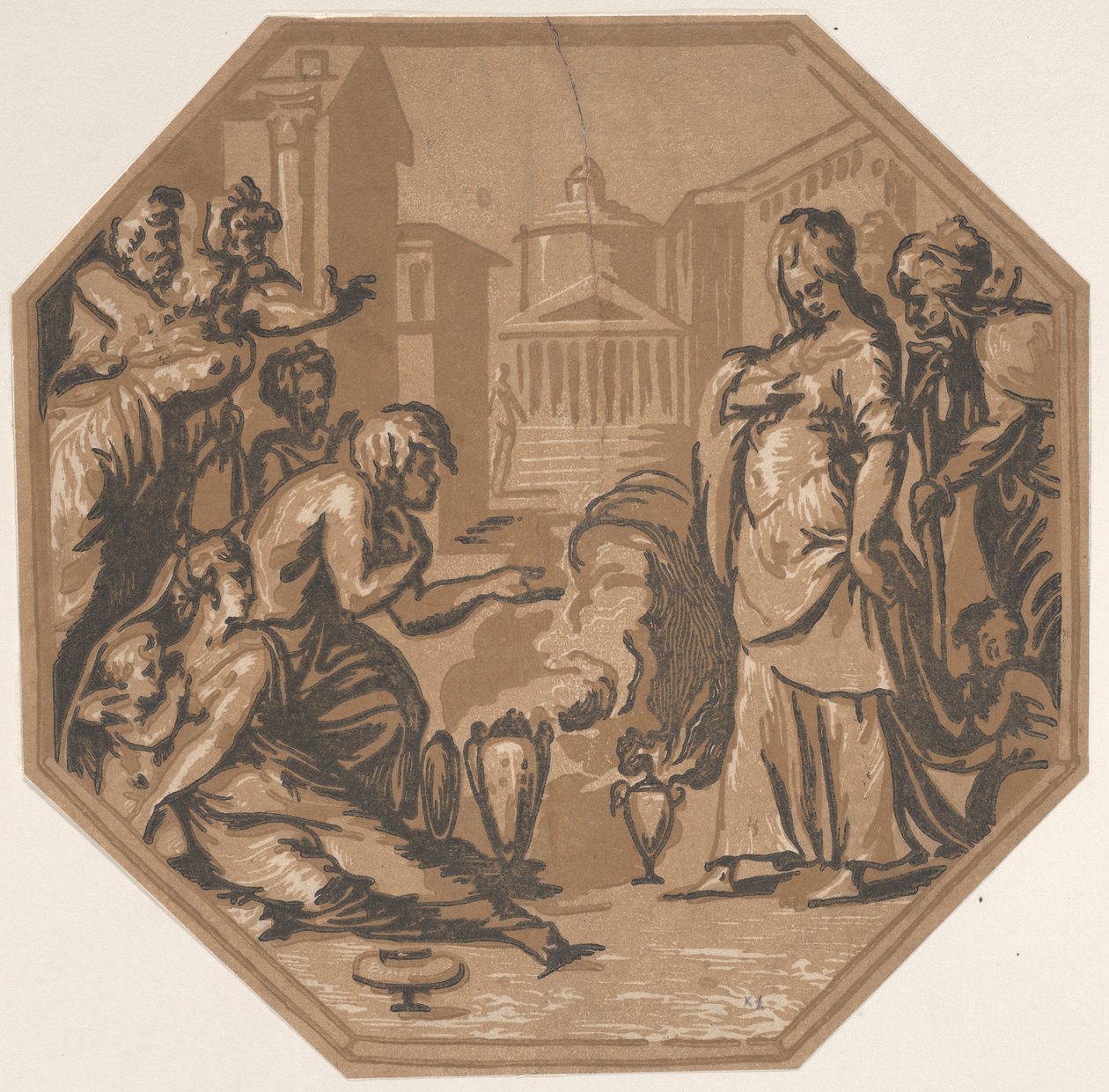 Folk som hyller Psyches skjønnhet, ca. 1540-50., ca. 1540-50. av Niccolo Vicentino