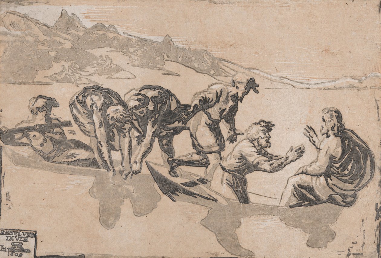 The Miracle of the Fishes, etter Raphael, 1511-1520 republisert 1609. av Niccolo Vicentino