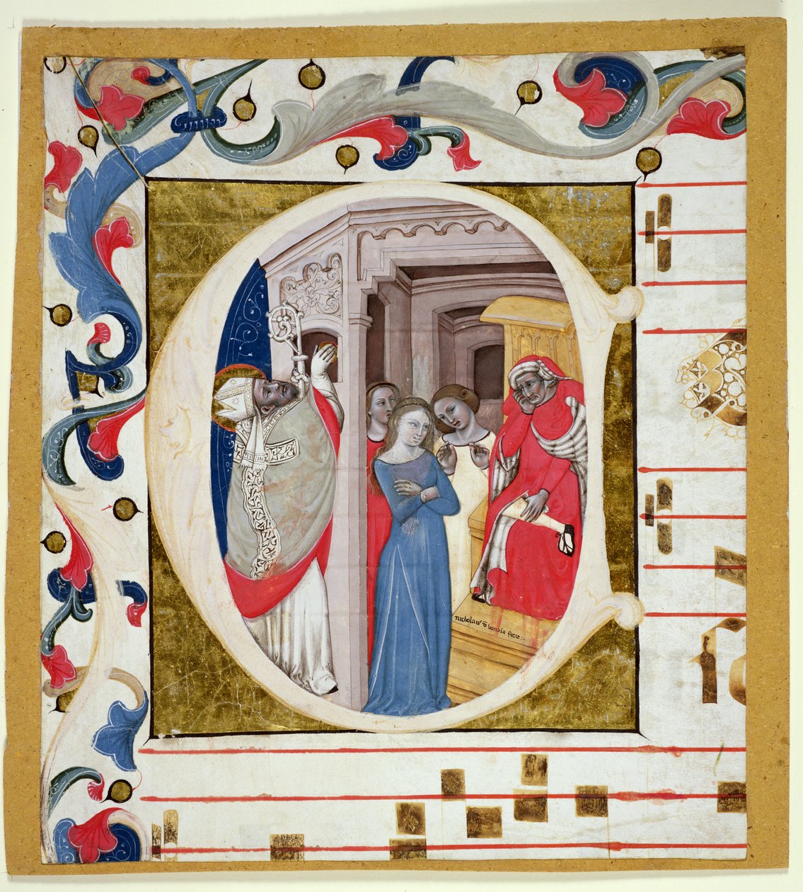 Ms. 278A: Historikert innledende kutt fra en antifoner (vellum) av Niccolo di Giacomo