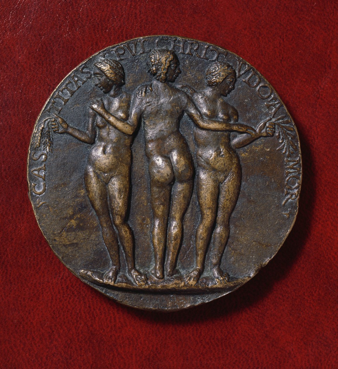 Medalje som viser The Three Graces (bronse) av Niccolo di Giovanni Fiorentino