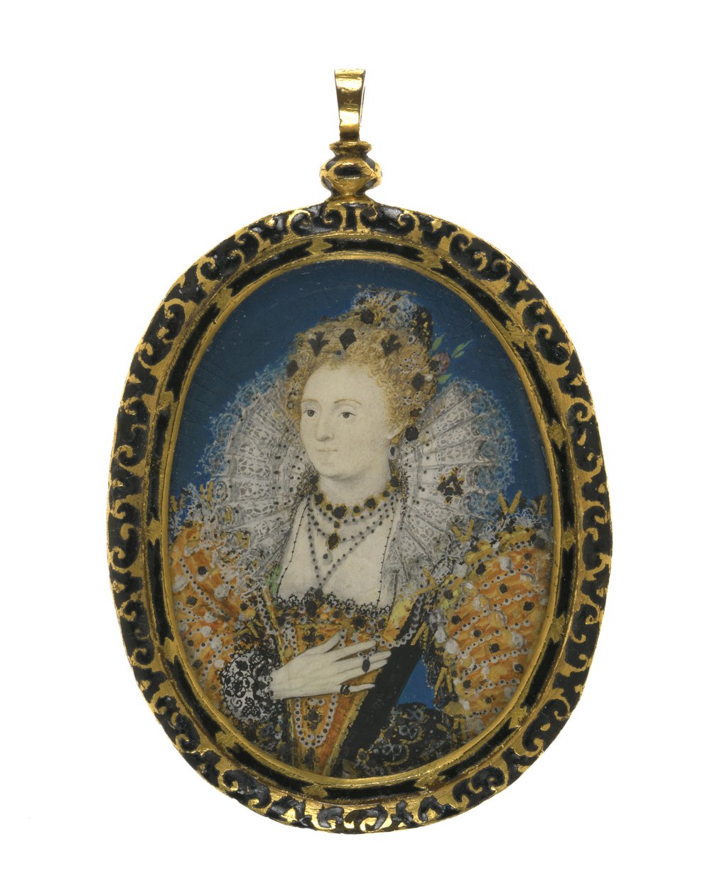 Dronning Elizabeth I, ca. 1595-1600 (gouache på vellum på kort) av Nicholas Hilliard