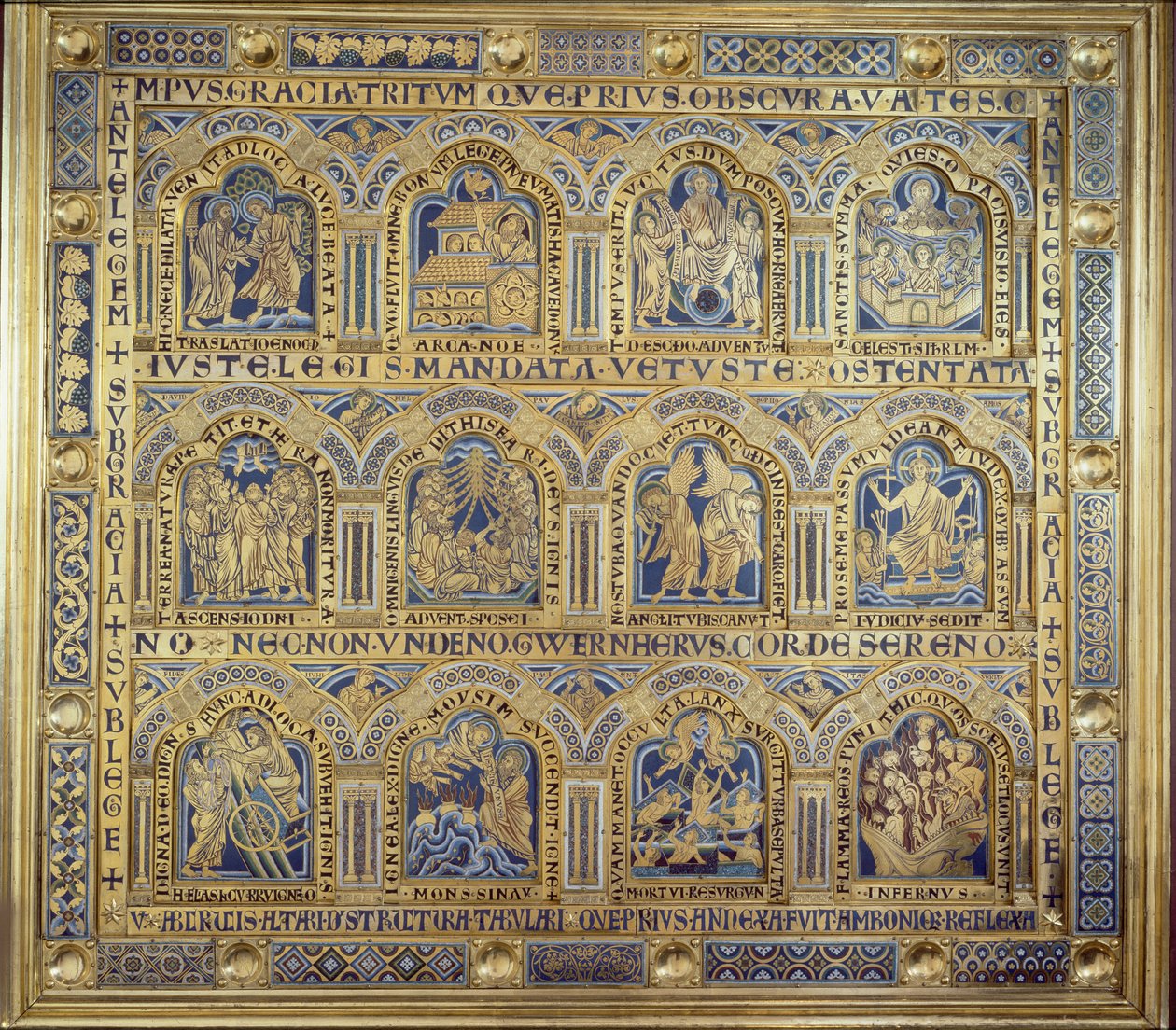 Verdun-alteret, som viser bibelske scener, 1181 (champleve-emaljearbeid) (høyre panel) (for andre paneler, se 146819-821, 146823) av Nicholas of Verdun