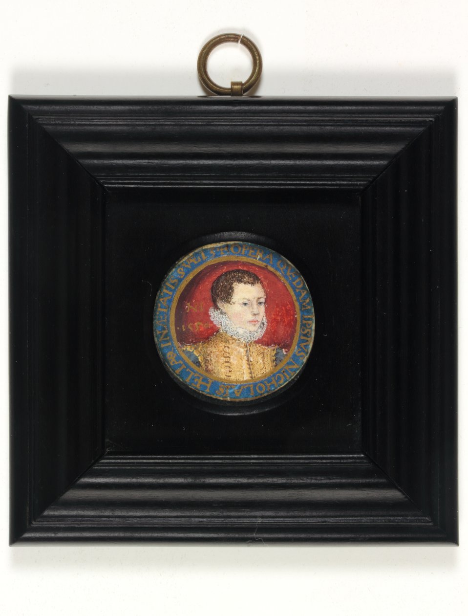 Antatt selvportrett av kunstneren, 13 år, ca. 1560 (akvarell på vellum) av Nicholas (attr.to) Hilliard