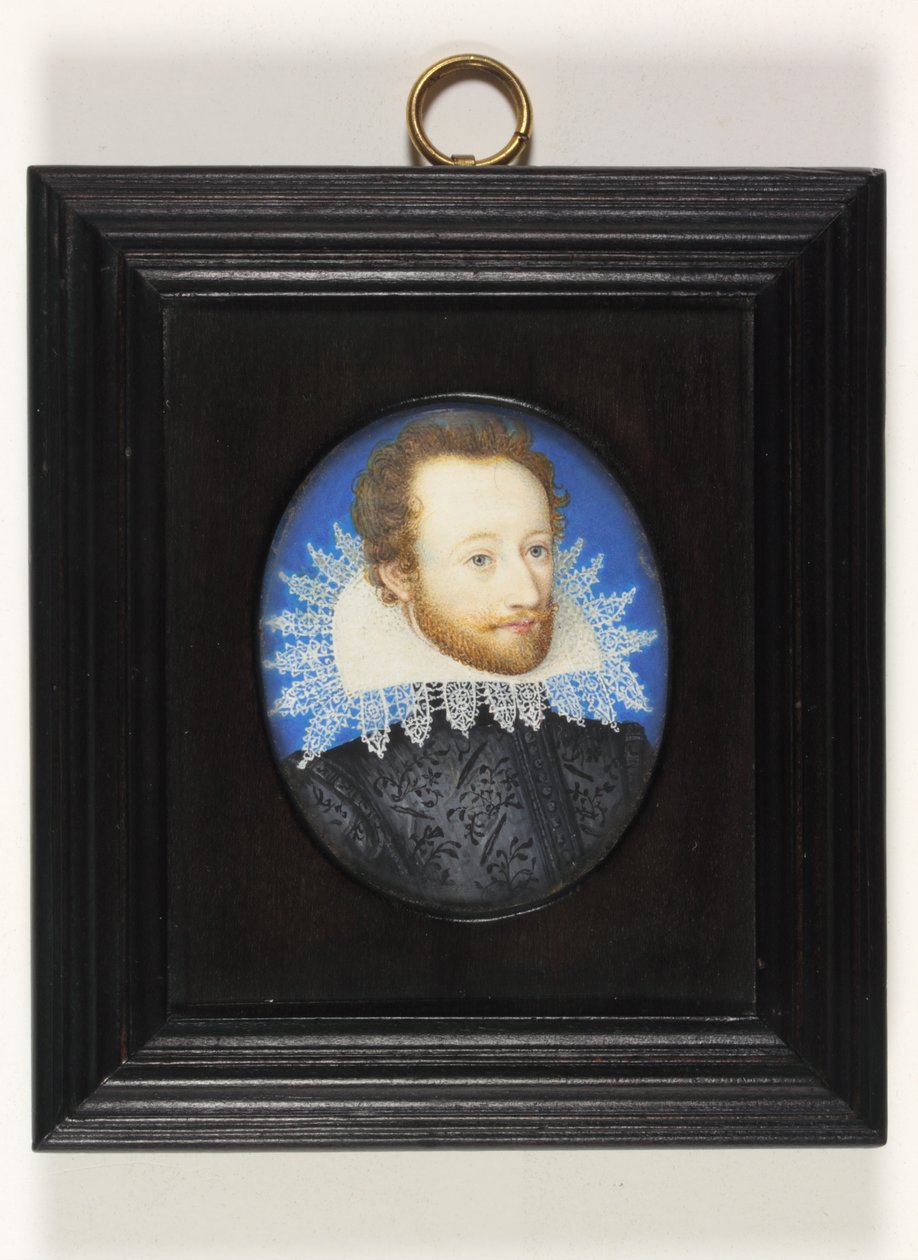 En gentleman kalt jarlen av Essex (akvarell på elfenben) av Nicholas (school of) Hilliard