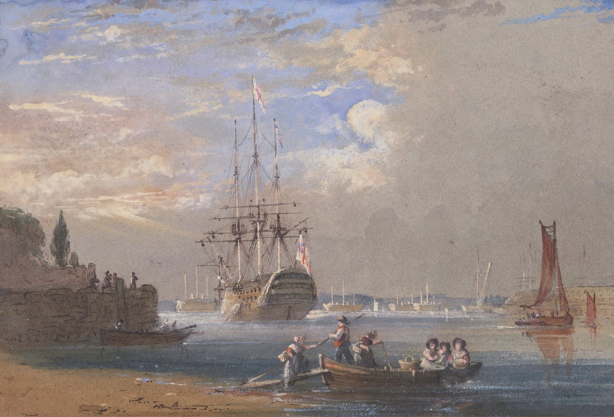 HMS St. Vincent i Plymouth av Nicholas Condy