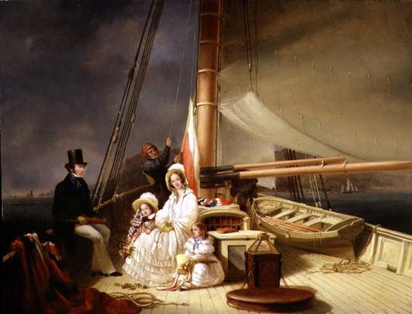 Mr Charles Ward med familien om bord på sin Cutter Yacht 