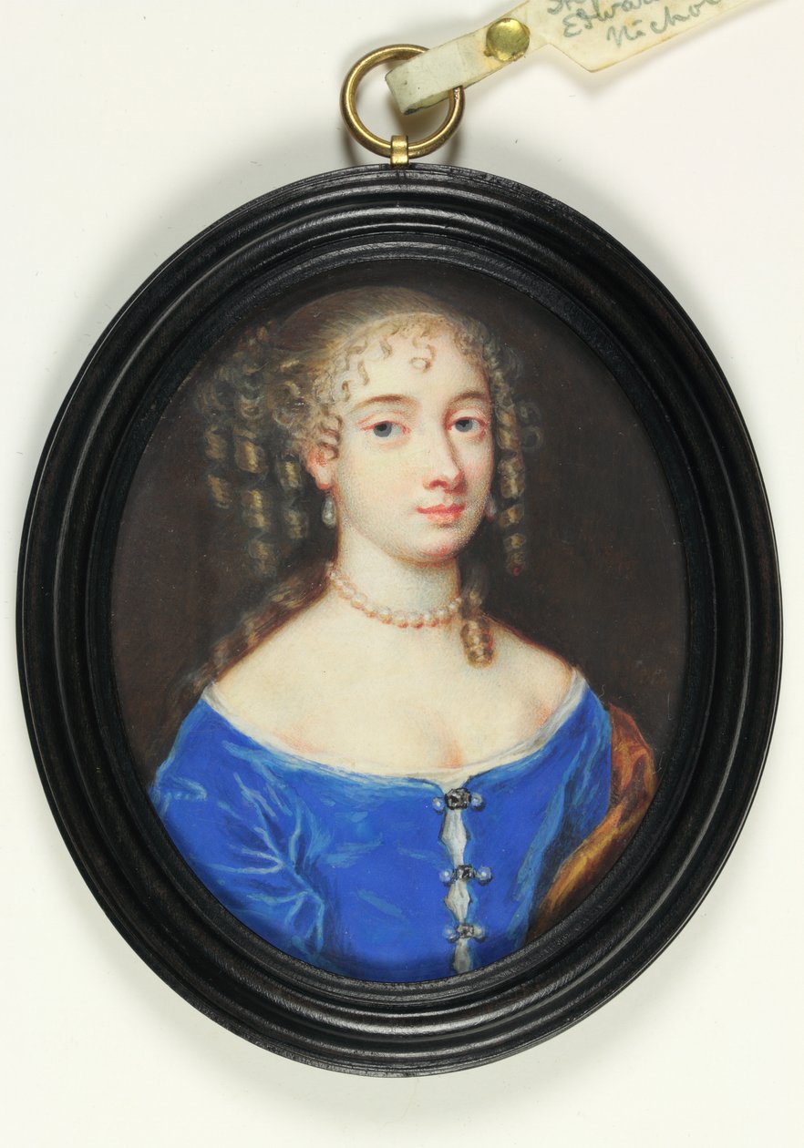En dame kalt Abigail Stephens, Lady Harley (akvarell på vellum) av Nicholas Dixon