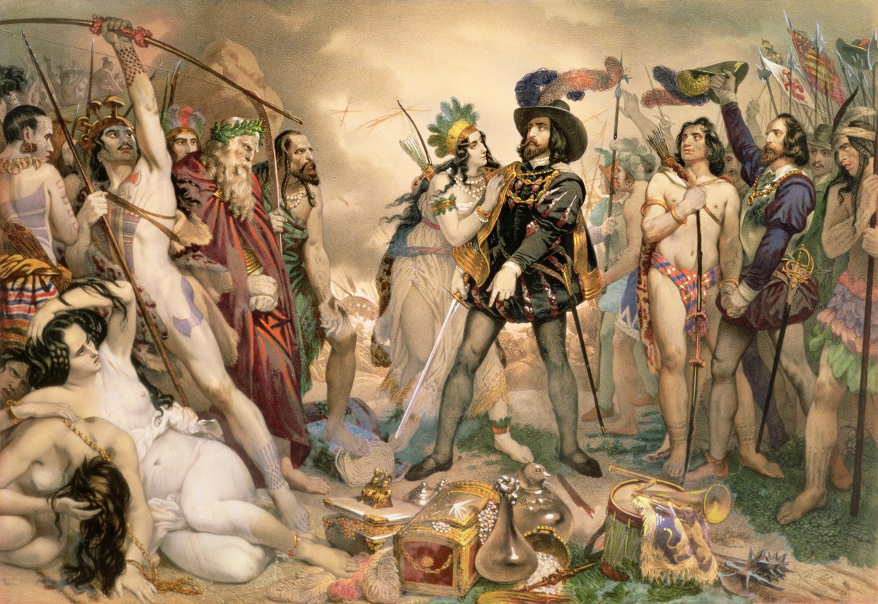 Erobringen av Mexico: Hernando Cortes ødelegger flåten sin ved Vera Cruz, 1519 av Nicholas Eustache Maurin