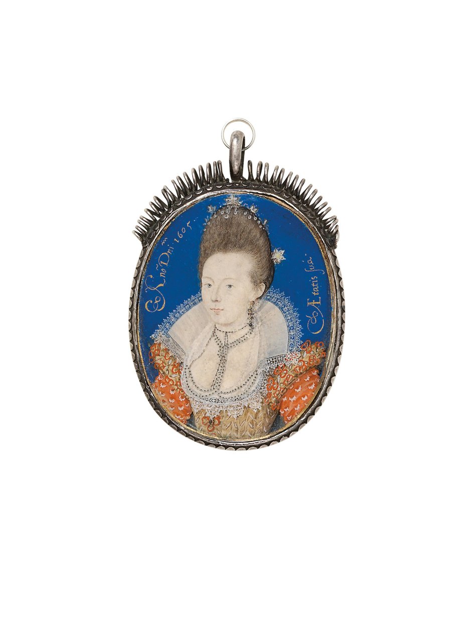En dame i gullkjole med høytstående ruff, 1605 av Nicholas Hilliard