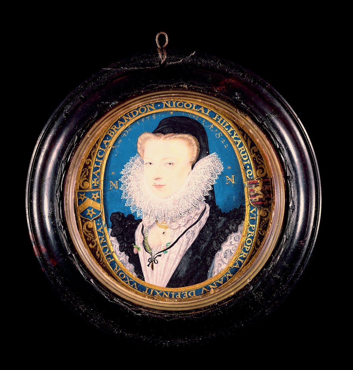 Alice Brandon, fru Hilliard, 1578 (wc på vellum) av Nicholas Hilliard