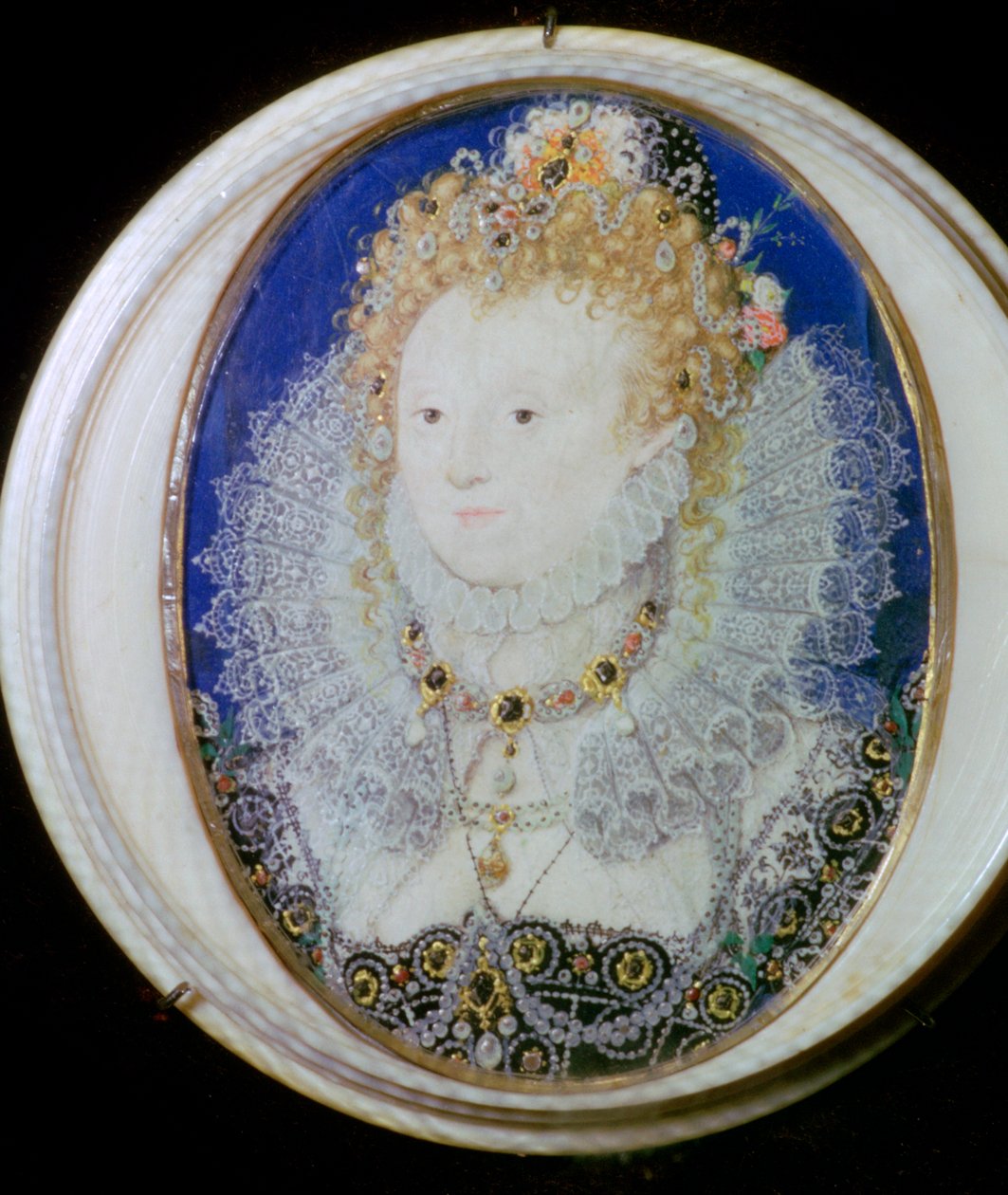 Moderne miniatyrportrett av Elizabeth I av England av Nicholas Hilliard