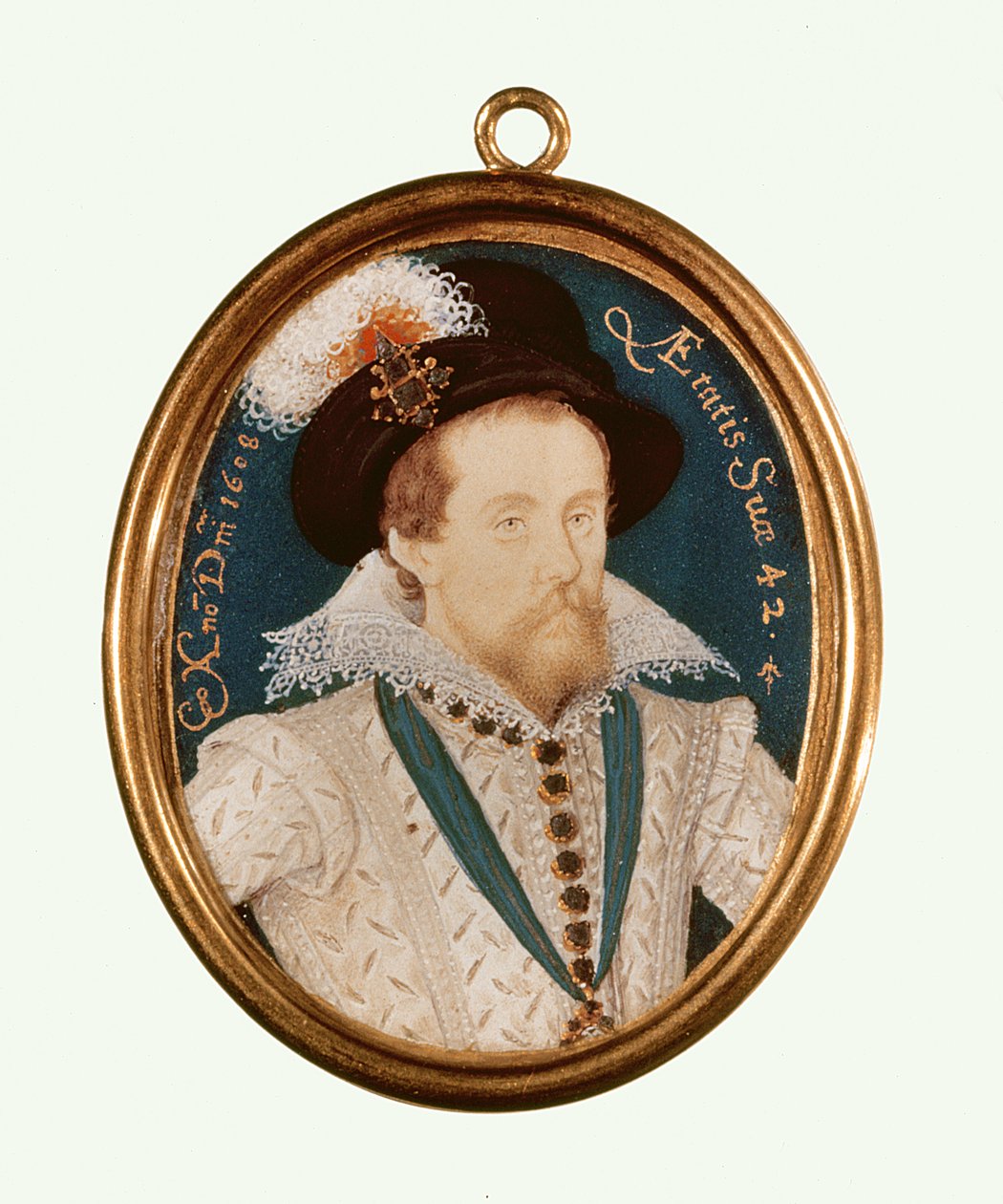King James I (akvarell på vellum) av Nicholas Hilliard