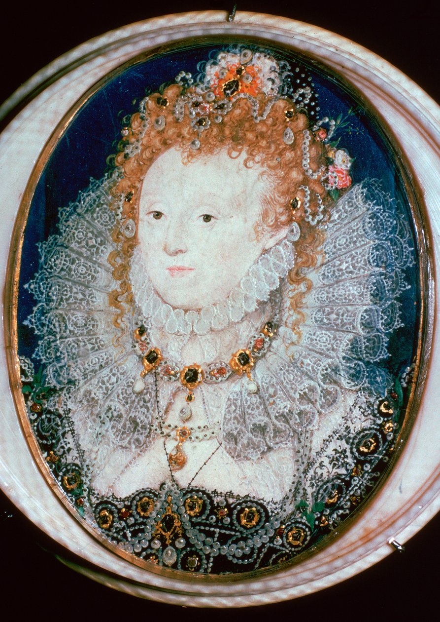 Miniatyrportrett av dronning Elizabeth I, 1500-tallet av Nicholas Hilliard