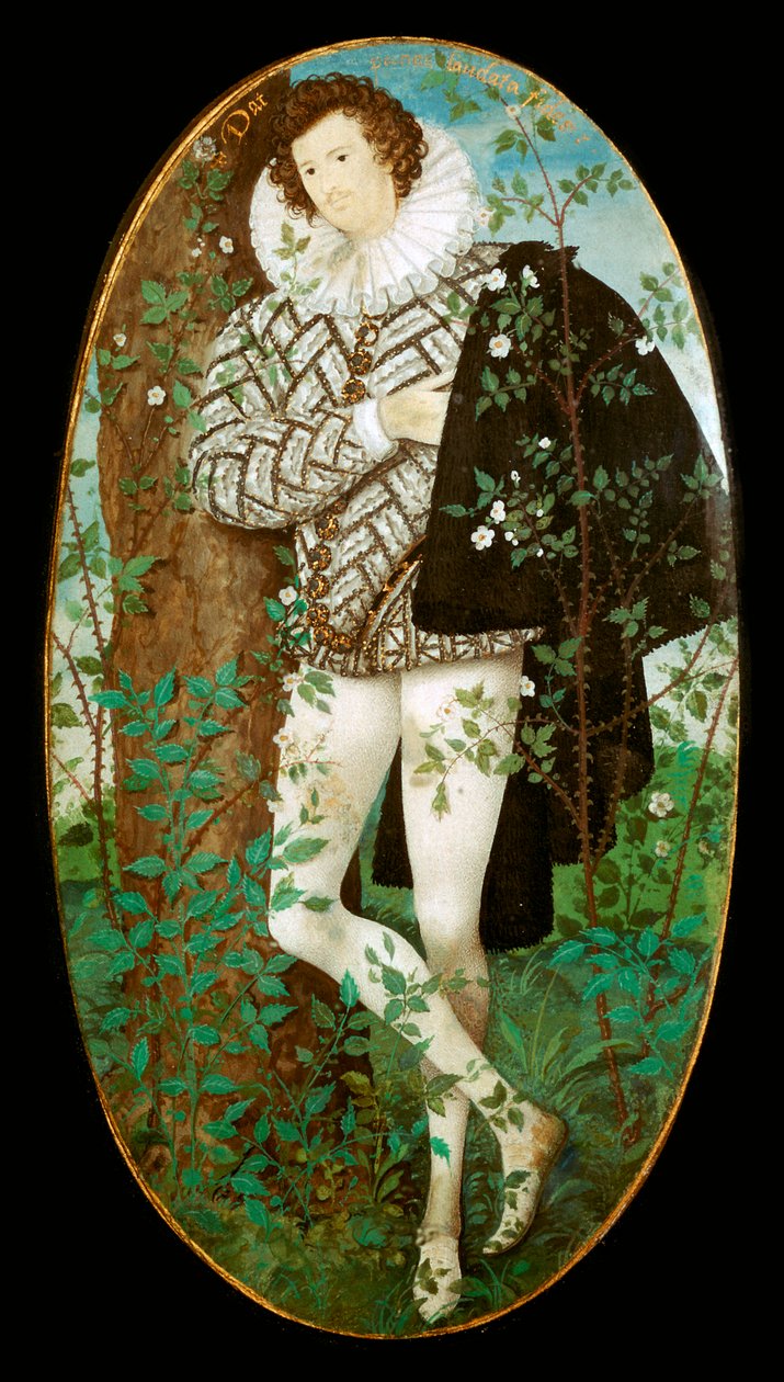 Miniatyrportrett av en ung mann, 1500-tallet av Nicholas Hilliard