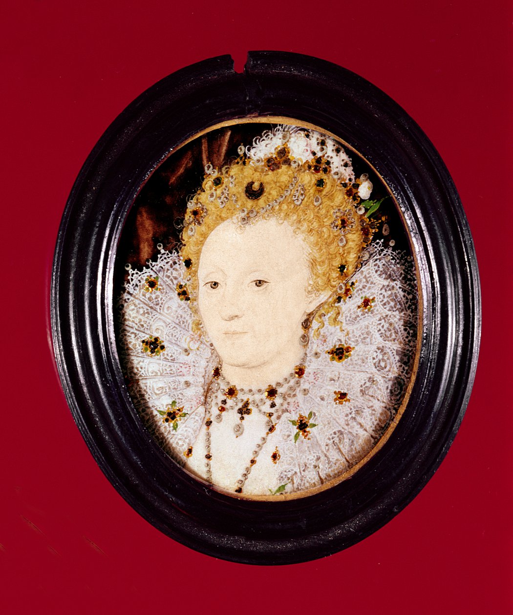 Portrett av dronning Elizabeth I (akvarell på vellum) av Nicholas Hilliard