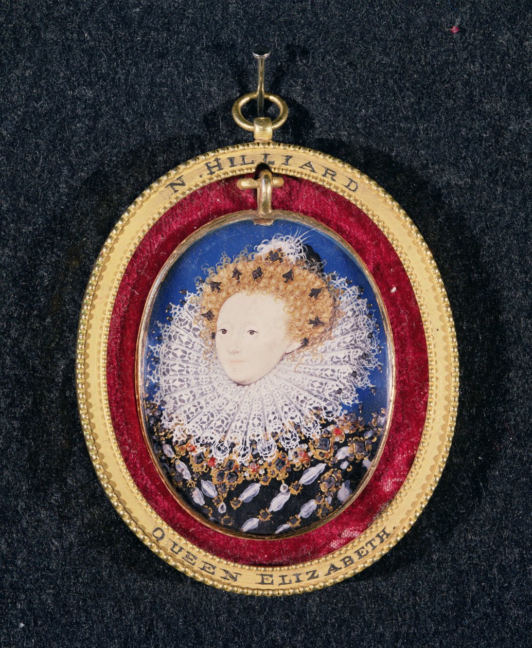 Portrett av dronning Elizabeth I (wc på vellum) av Nicholas Hilliard