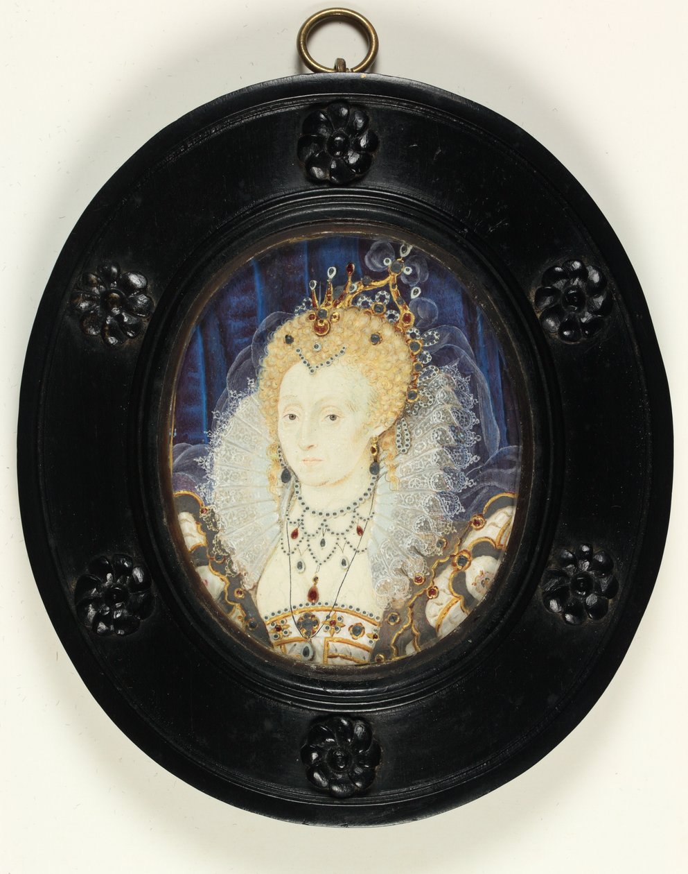Dronning Elizabeth I (akvarell på elfenben) av Nicholas Hilliard