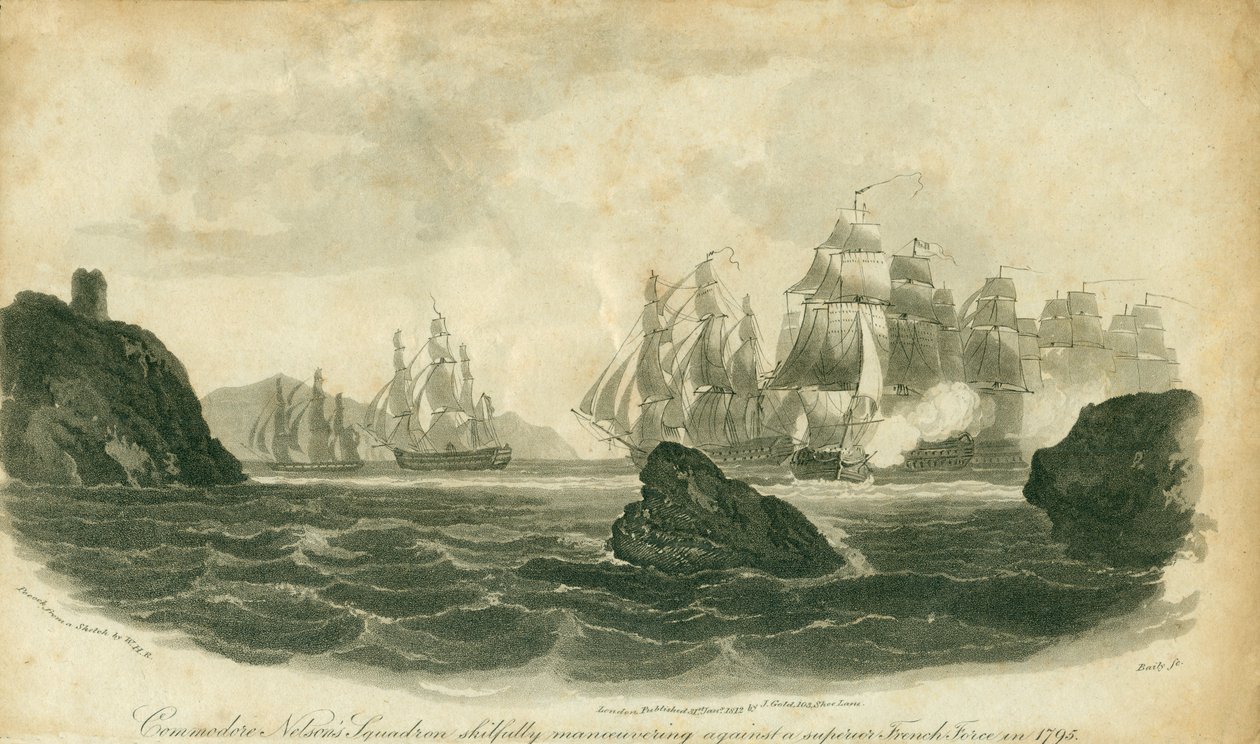 Commodore Nelsons Squadron manøvrerte dyktig mot en overlegen fransk styrke i 1795 av Nicholas Pocock