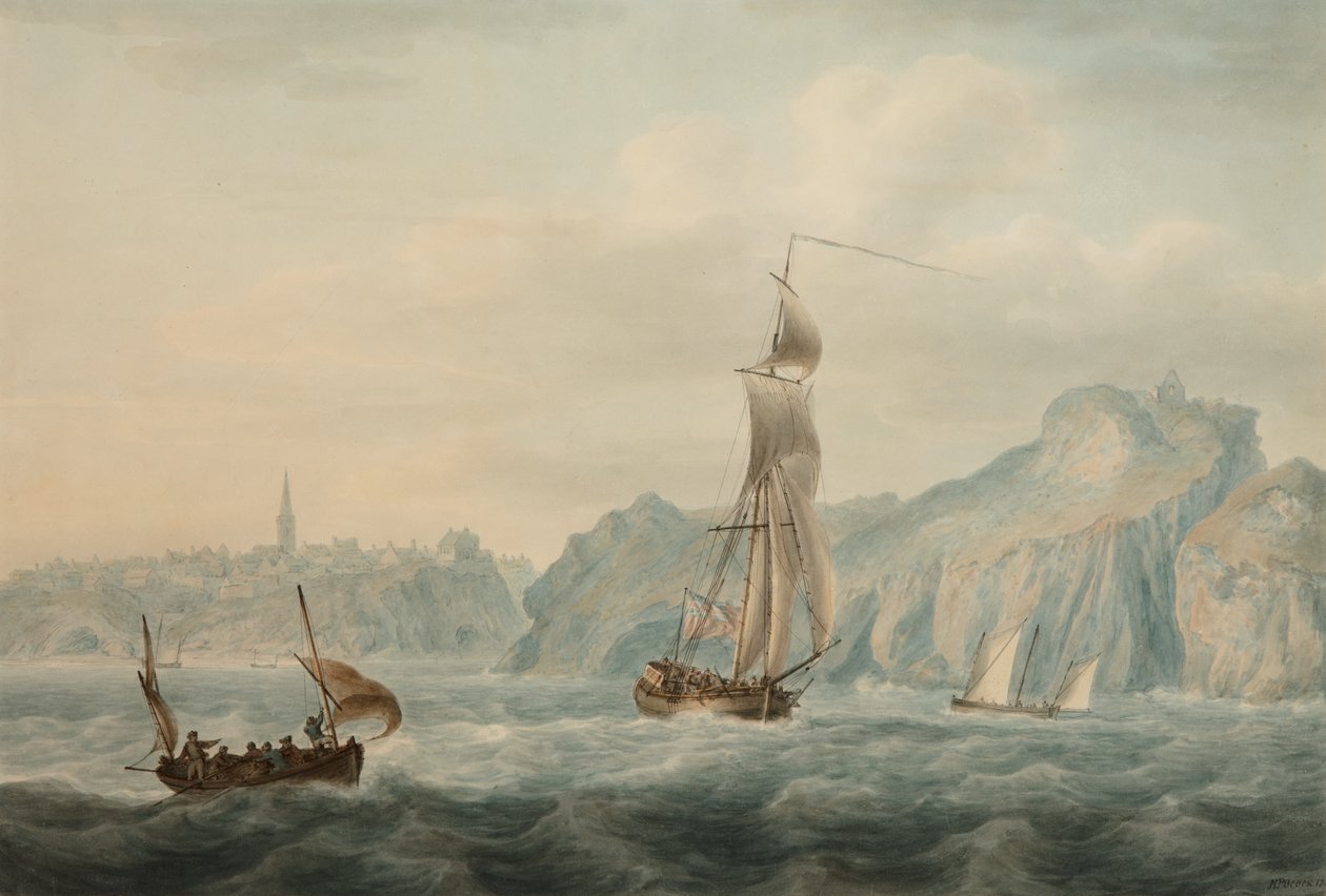 Port of Tenby (akvarell på papir) av Nicholas Pocock