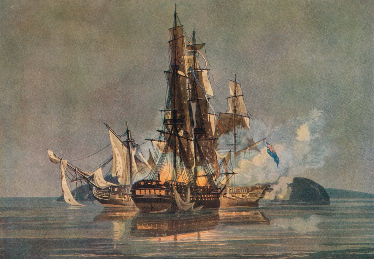 Den siste fransk-britiske fregattaksjonen, c1815 av Nicholas Pocock