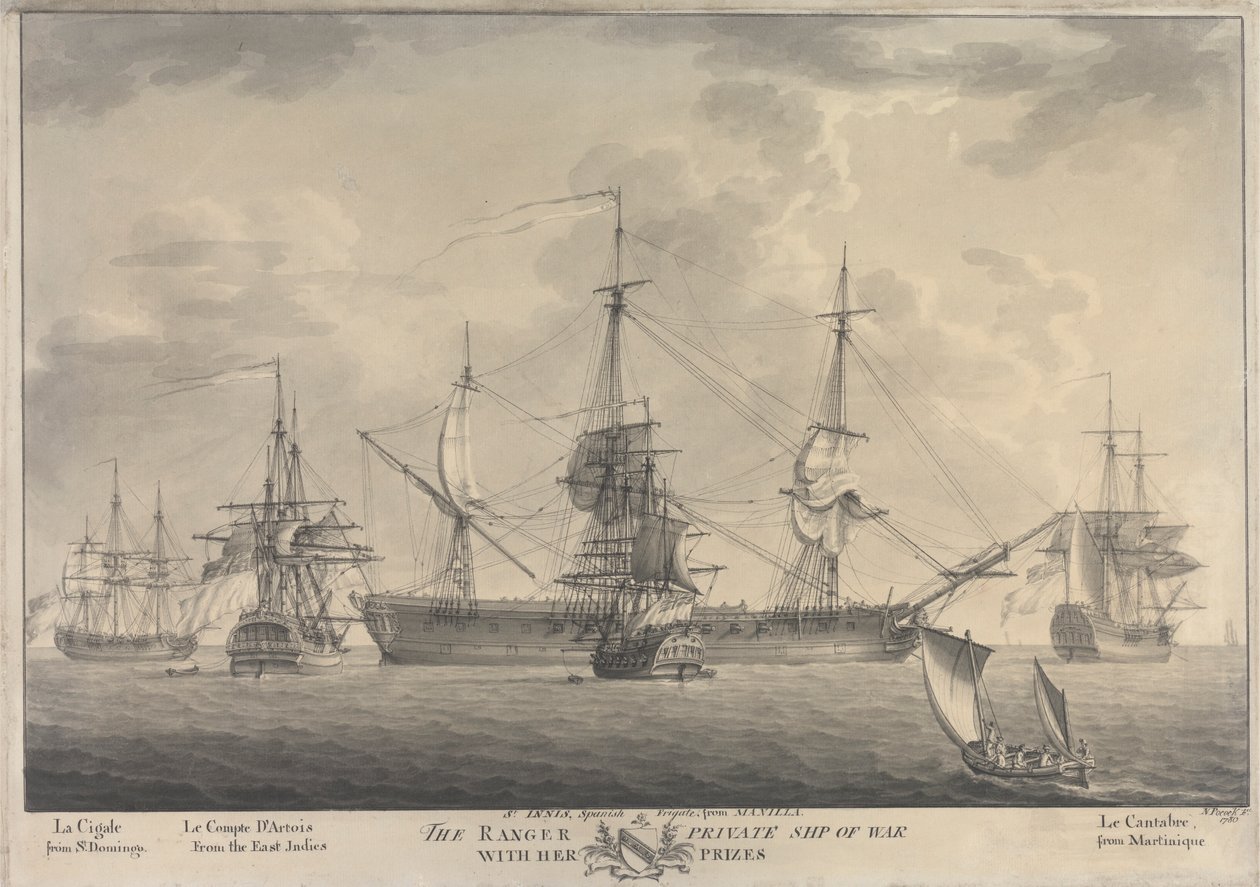 The Ranger, Private Ship of War, med sine priser av Nicholas Pocock