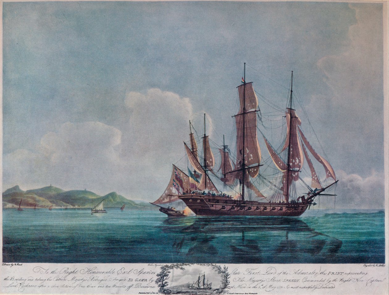 The Speedy og El Gamo, c1802 av Nicholas Pocock