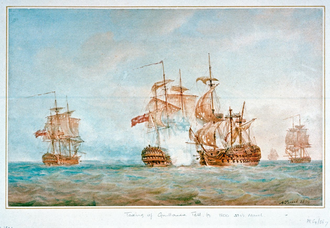 Erobringen av «Guillaume Tell», 31. mars 1800 av Nicholas Pocock