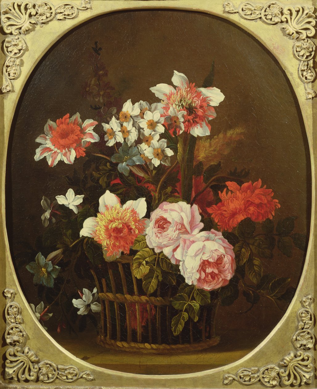 Stilleben av blomster i en kurv, 1700-tallet av Nicholas Ricoeur