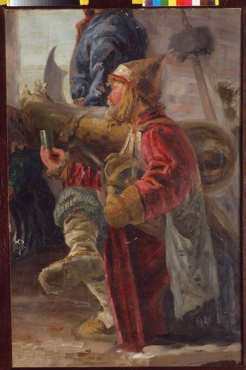 Russisk skytter i trengslenes tid (1598-1613). Maleri av Nicolas (Nicholas) Roerich (1874-1947), tempera på lerret av Nicholas Roerich